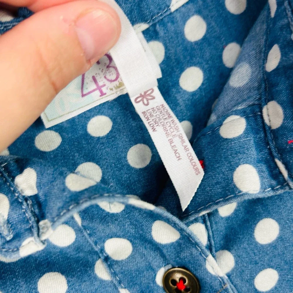 Matilda Jane Polka Dot Blue Chambray Shirt Girls Size 8